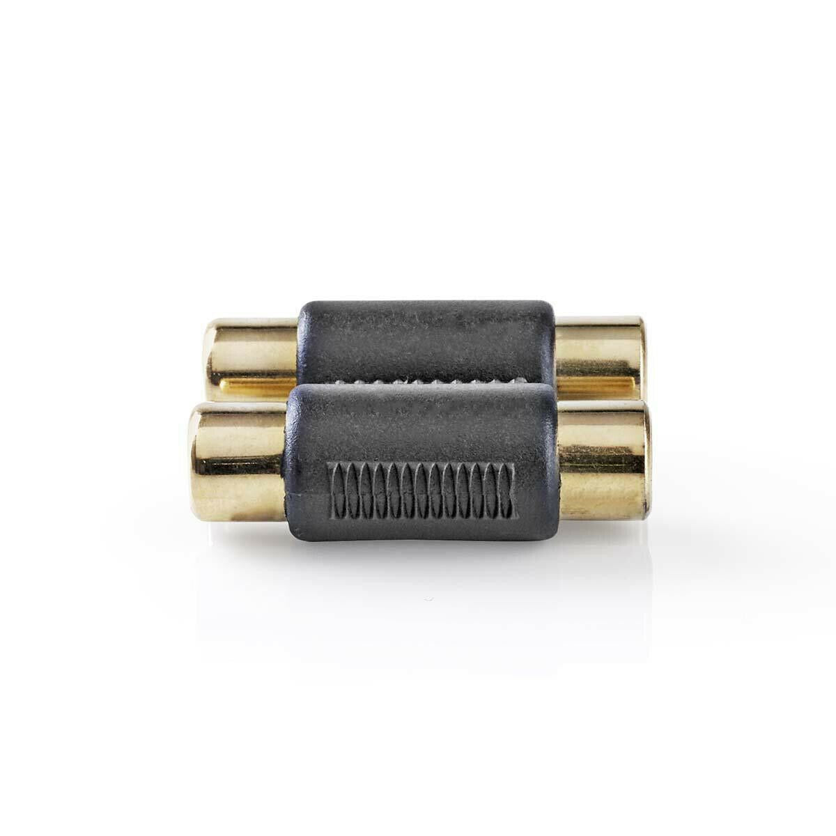 Stereo Audio Coupler Adapter 2x RCA Female - 2x RCA Female, Gold - Black