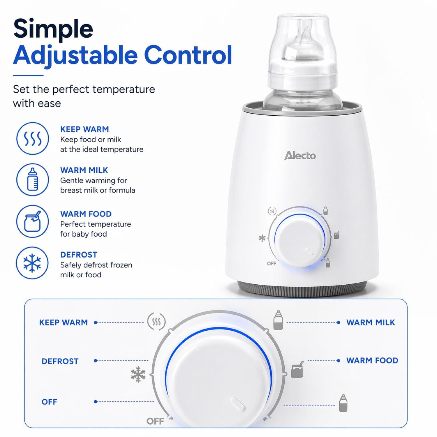 Alecto Fast Bottle / Food Warmer with Smart Temperature Control: Warms Evenly