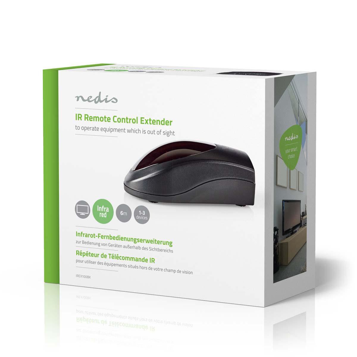 Nedis IR Remote Control Extender | 433.92 MHz | Control 3 Devices in a cupboard | 6m Range | Black