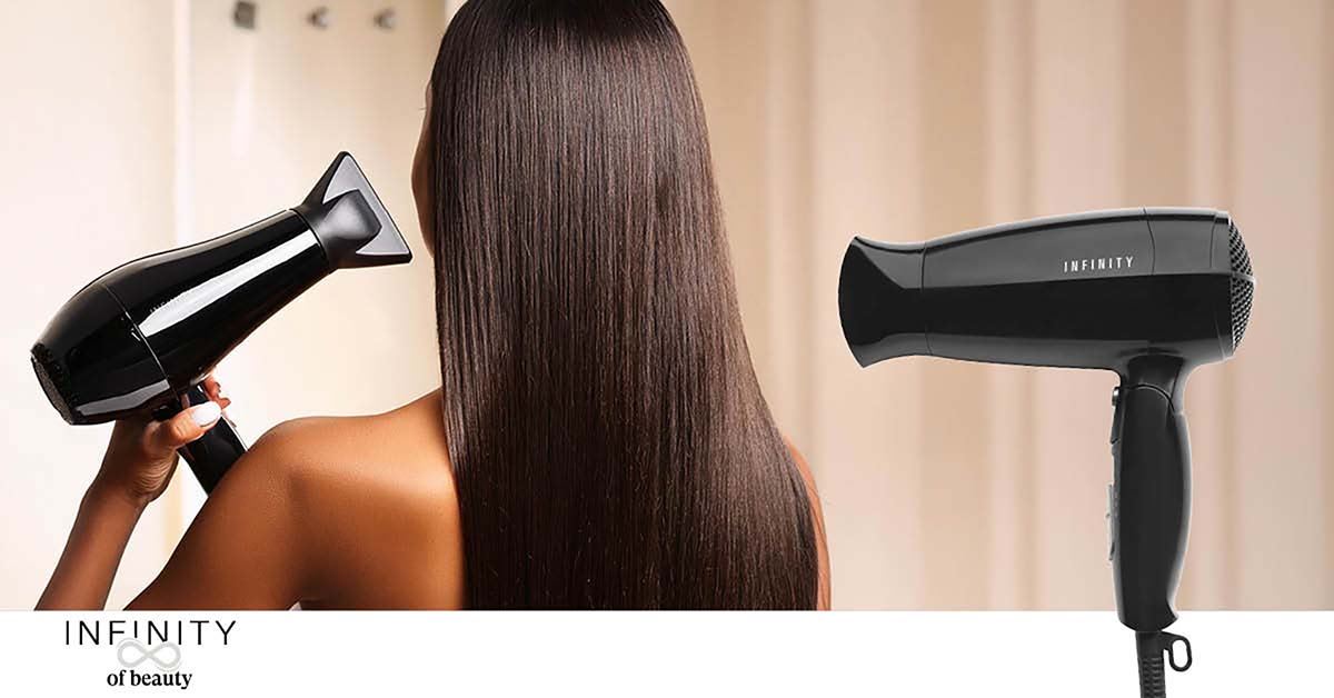 MELISSA Travel Folding Hair Dryer Lightweight and Powerful 1600W Blow Dryer, Dual Voltage, Worldwide Use, 2 Heat/Speed Settings, Black