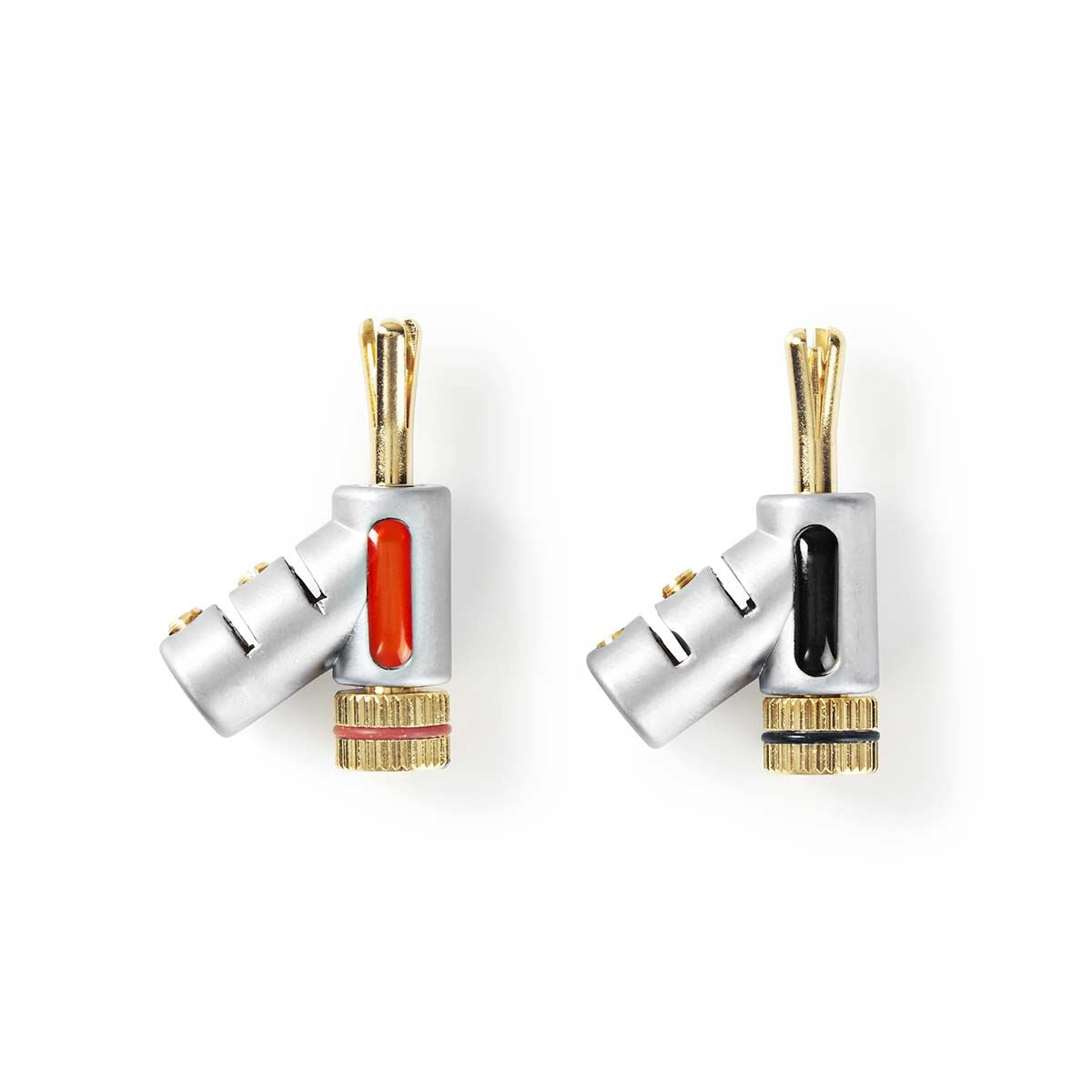 Nedis Banana Connector | Straight | Male | Gold Plated | Screw | Cable input diameter: 7.4 mm | Zinc Alloy | Silver | 2 pcs | Box