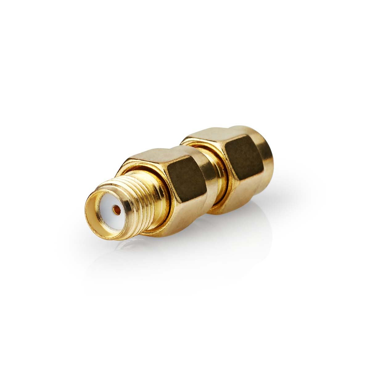 Nedis SMA Adapter | SMA Male Reverse Polarity | SMA Female | Gold Plated | 50 Ohm | Straight | Copper | Gold | 2 pcs | Box