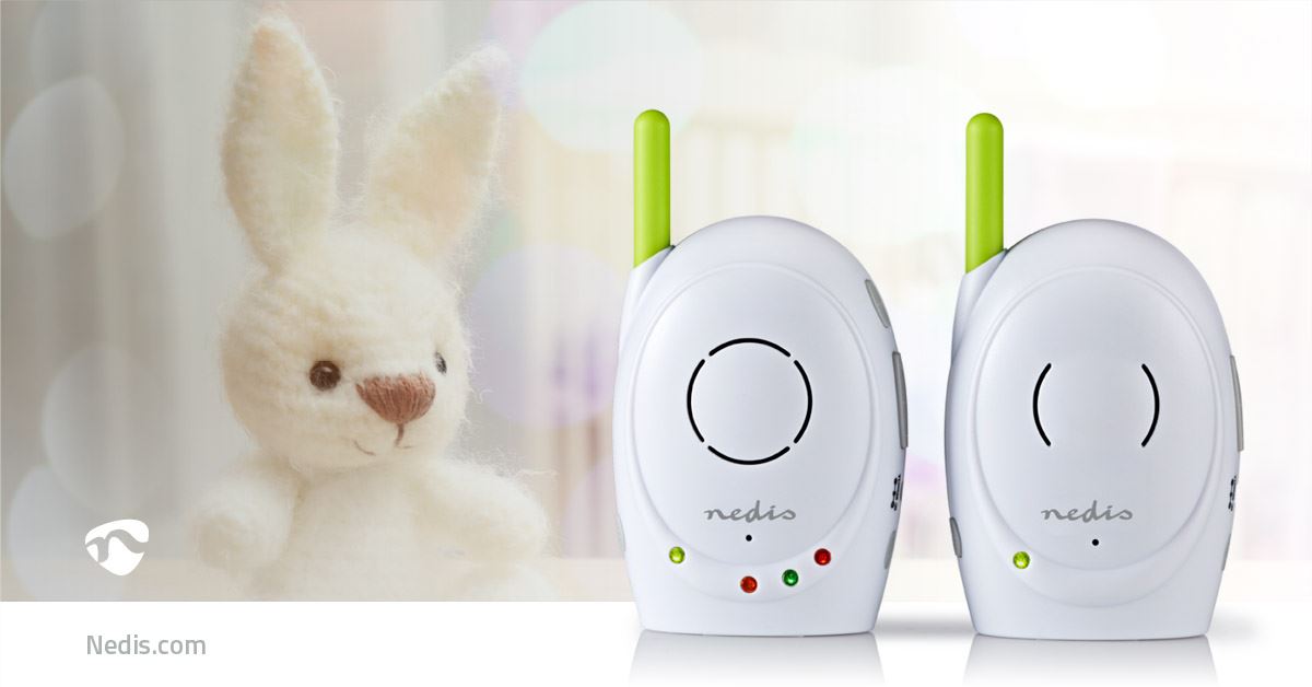 Nedis Audio Baby Monitor - Wireless Baby Phones with Intercom and 300m Range - Set of 2 - Green/White