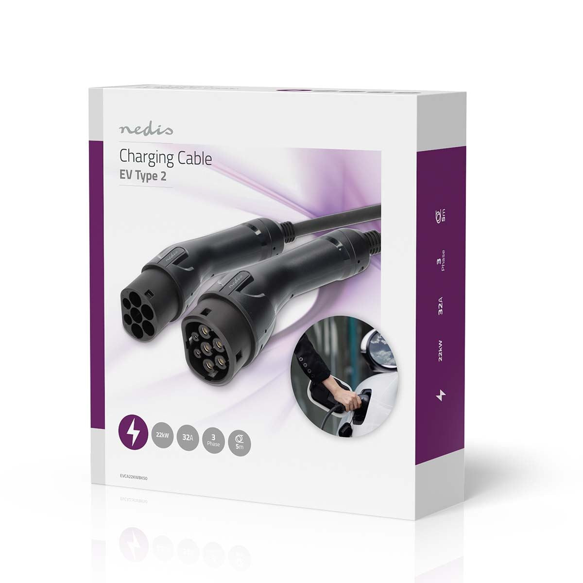 Nedis Electric Vehicle Cable | Cable Type 2 | 32 A | 22000 W | 3-Phases | 5.00 m | Black