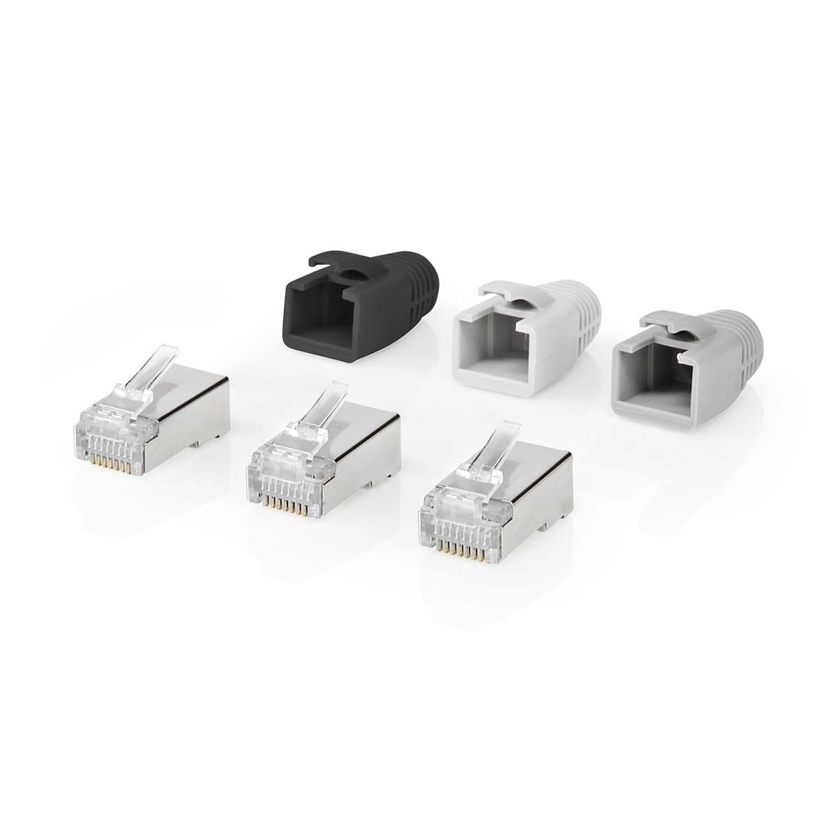 Nedis RJ45 Connector | RJ45 Pass Through | Solid/Stranded FTP CAT6a | Straight | Gold Plated | 10 pcs | PVC | Black / Grey / White | Box