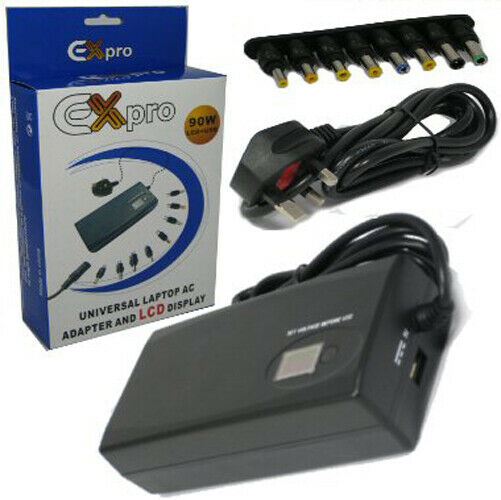 Ex-Pro 90w Universal Laptop Notebook Power Supply AC adapter with AUTOMATIC voltage selection for worldwide use. 90w