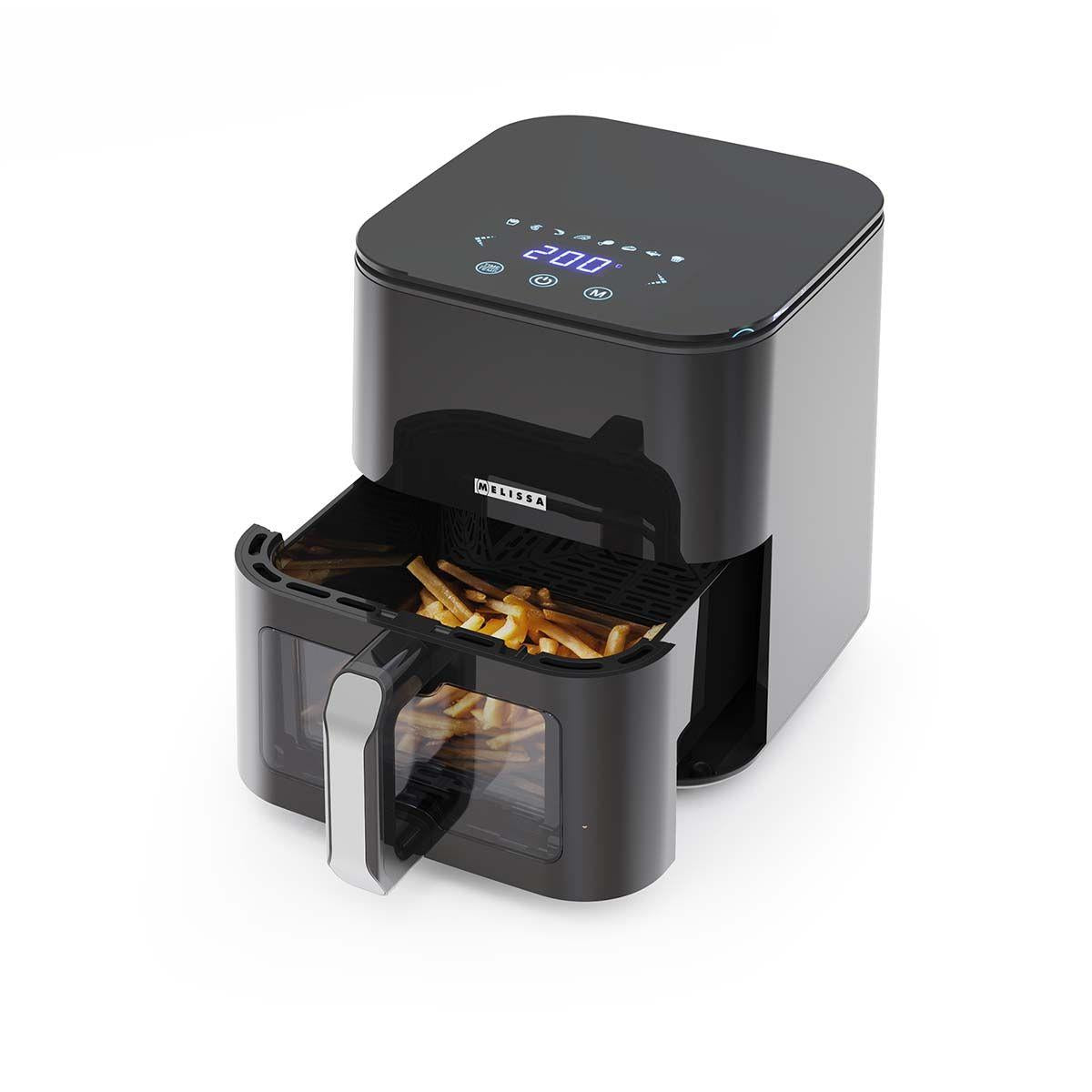 MELISSA Digital Hot Air Fryer XL | 5 l | 60-min Timer | 8 Presets | Viewing window | Black