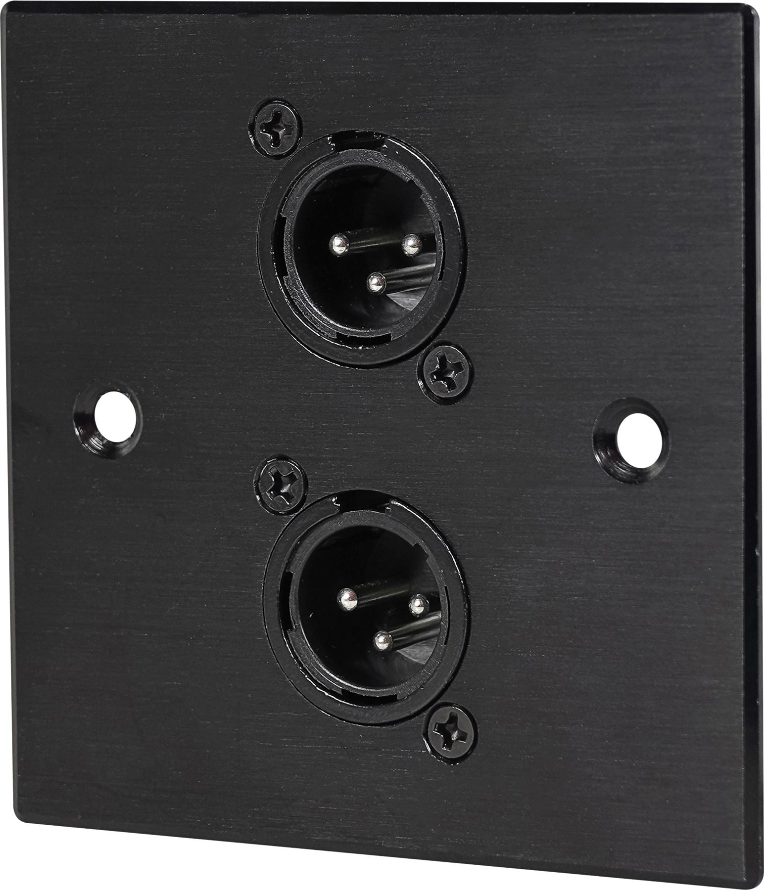 Black Wall Face Plate Electrical AV Slim Series 2 x Male XLR Wall Plate Metal