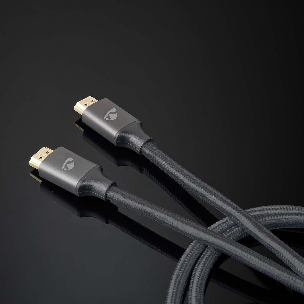 Nedis High Speed HDMI™ Cable with Ethernet | HDMI™ Connector | HDMI™ Connector | 4K@60Hz | ARC | 18 Gbps | 10.0 m | Round | Cotton | Gun Metal Grey | Cover Window Box