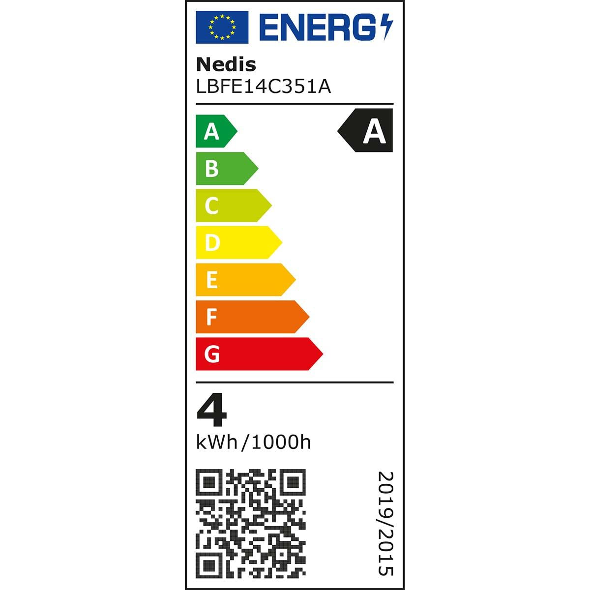 Nedis LED Filament Bulb E14 | Candle | 2.2 W | 470 lm | 2700 K | Warm White | Retro Style | 1 pcs | Clear