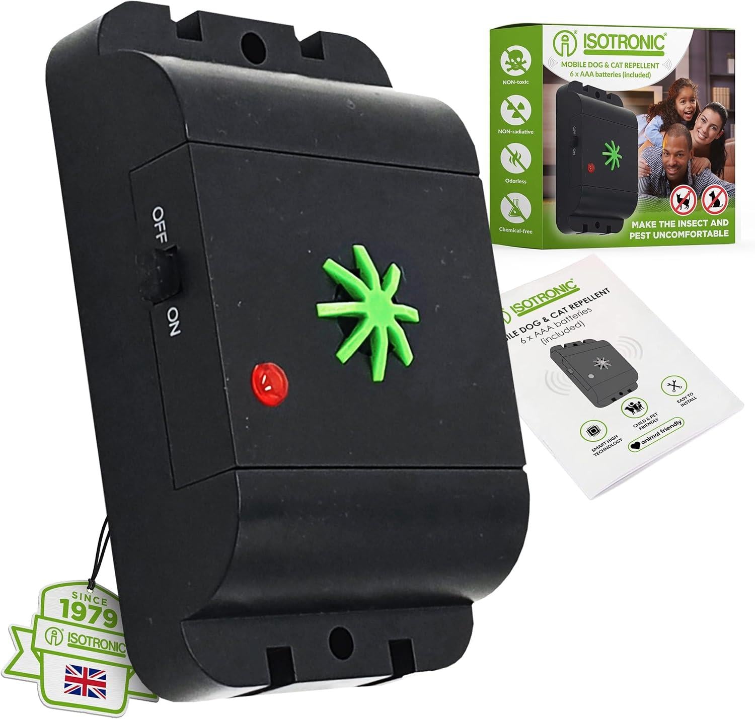 Isotronic Battery Powered Dog and Cat Repellent | 18 - 32 kHz | Outdoor