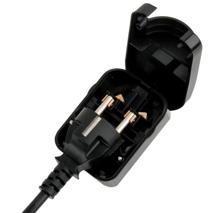 Euro Plug Converter 2 Pin Schuko SCP Plug Grounded to Fused 3 Pin UK Mains 5A Black