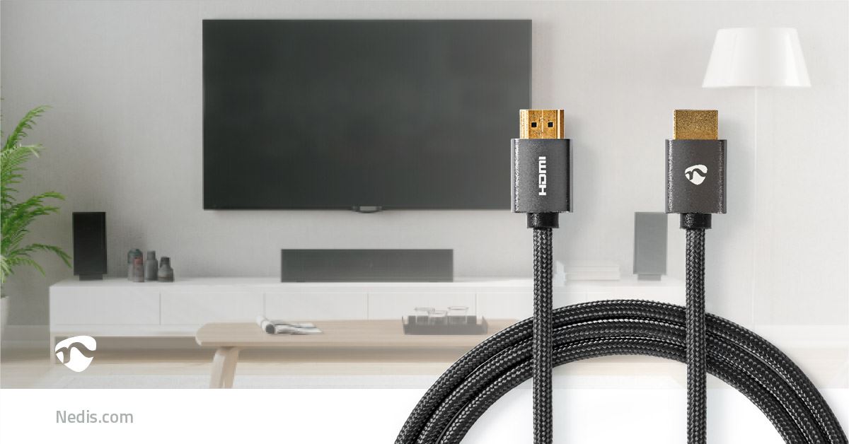 Nedis High Speed HDMI™ Cable with Ethernet | HDMI™ Connector | HDMI™ Connector | 4K@60Hz | ARC | 18 Gbps | 1.00 m | Round | Cotton | Gun Metal Grey | Cover Window Box