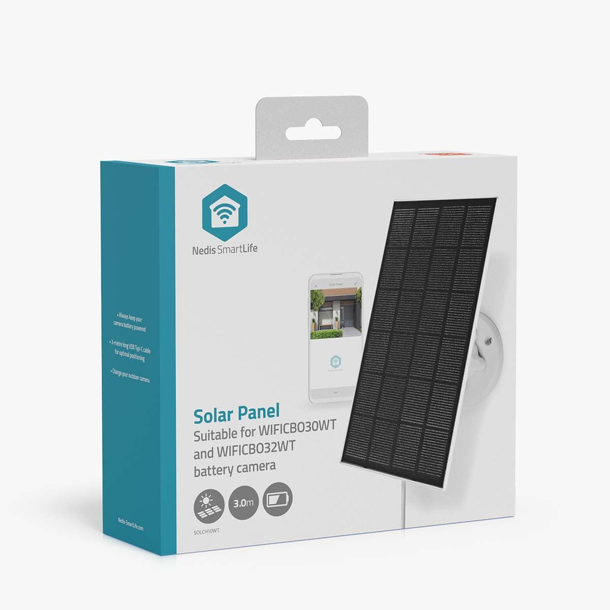 Nedis Solar Panel Charger USB Type-C USB for Outdoor Security Camera battery CCTV System Kit
