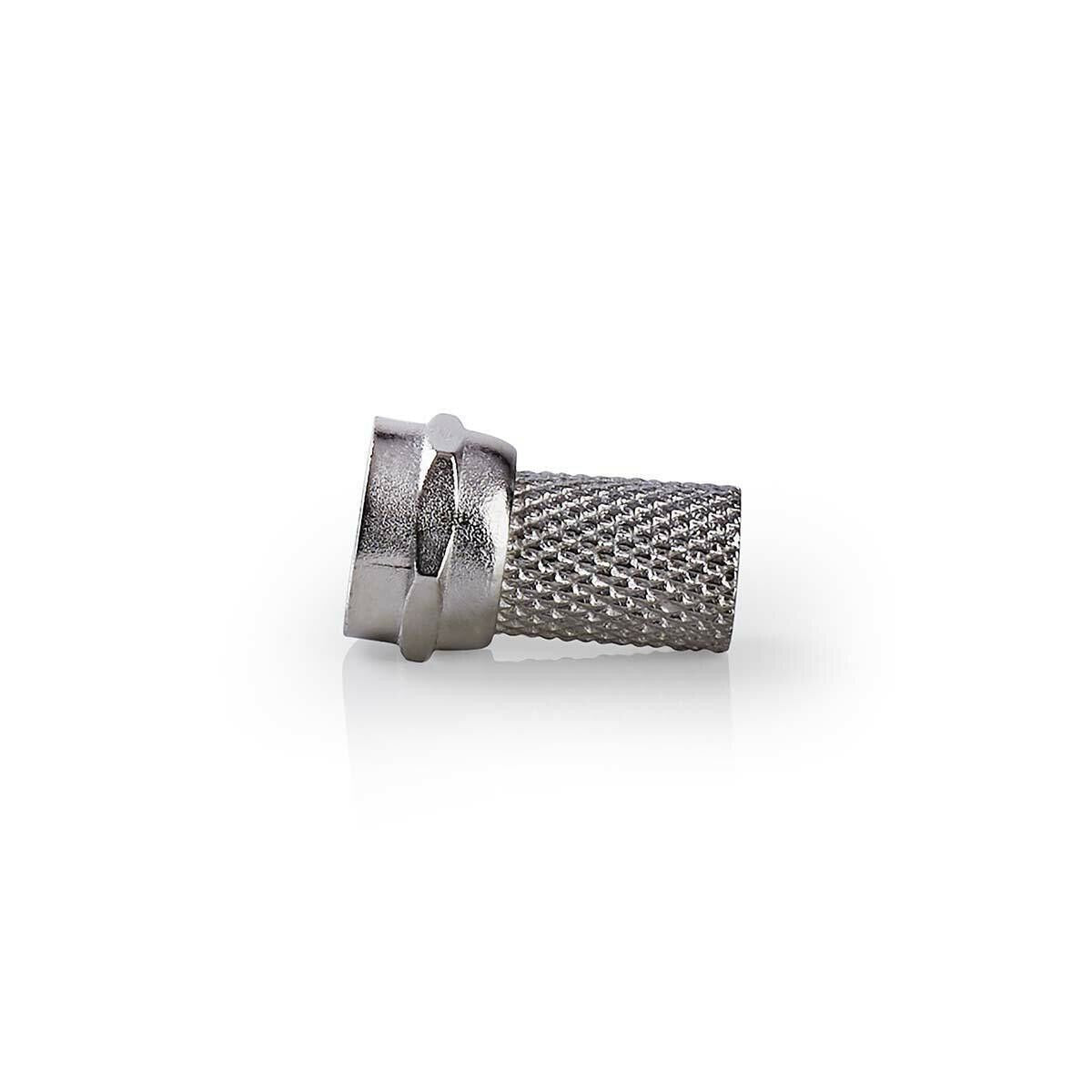 Nedis F-Connector | Straight | Male | Nickel Plated | 75 Ohm | Twist-on | Cable input diameter: 6.4 mm | Zinc Alloy | Silver | 25 pcs | Polybag