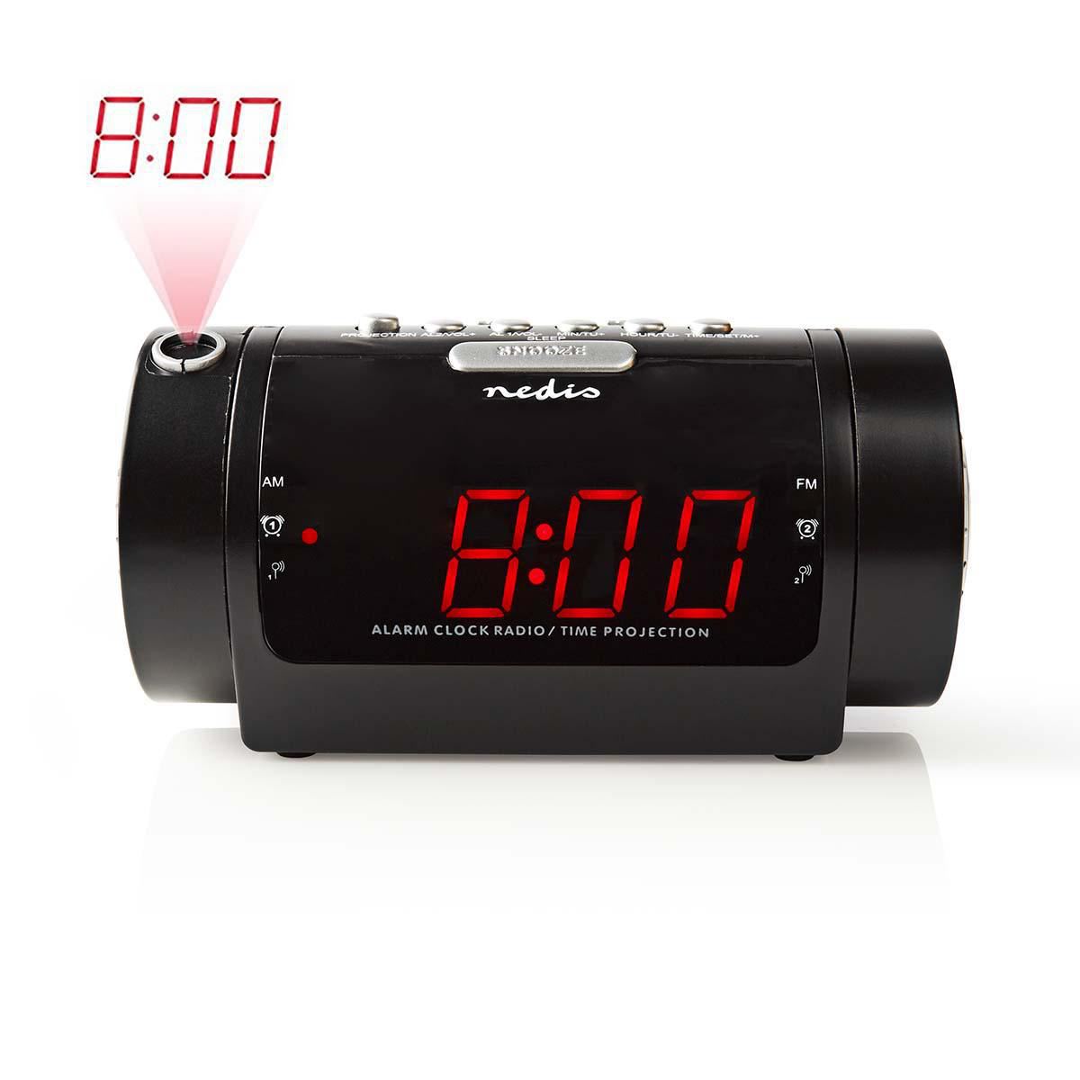 Nedis Digital Alarm Clock Radio | LED | Time projection | AM / FM | Snooze function | Sleep timer | Number of alarms: 2 | Black