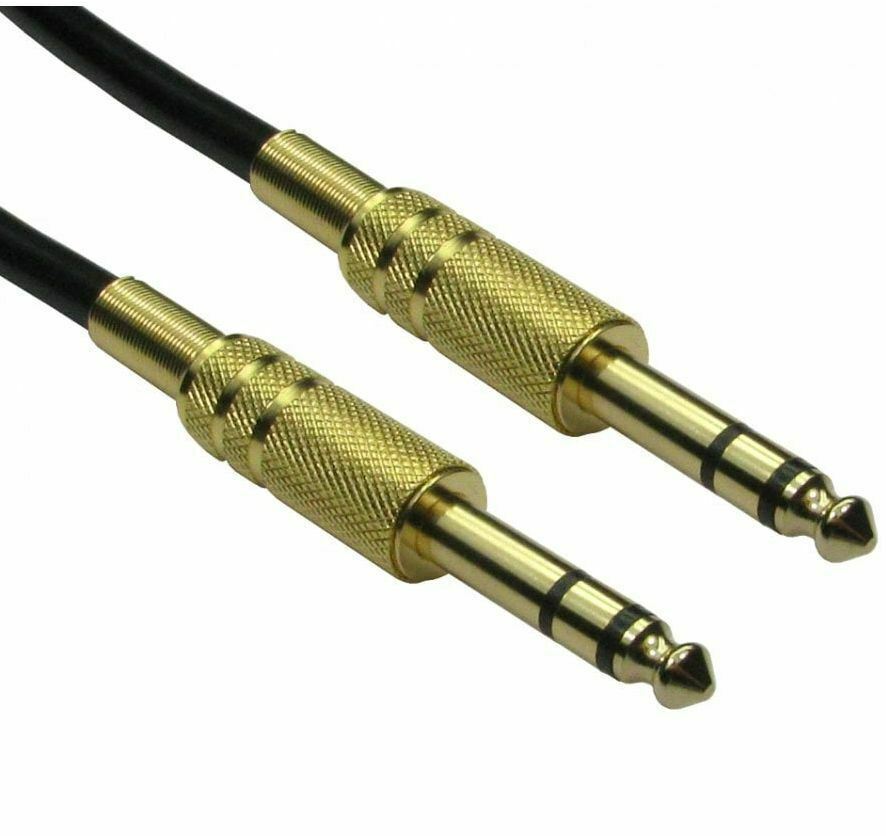 Ex-Pro 20m 6.35mm 1/4" Straight Jack to 6.35mm 1/4" Stereo Instrument Connection Cable - Gold Connectors