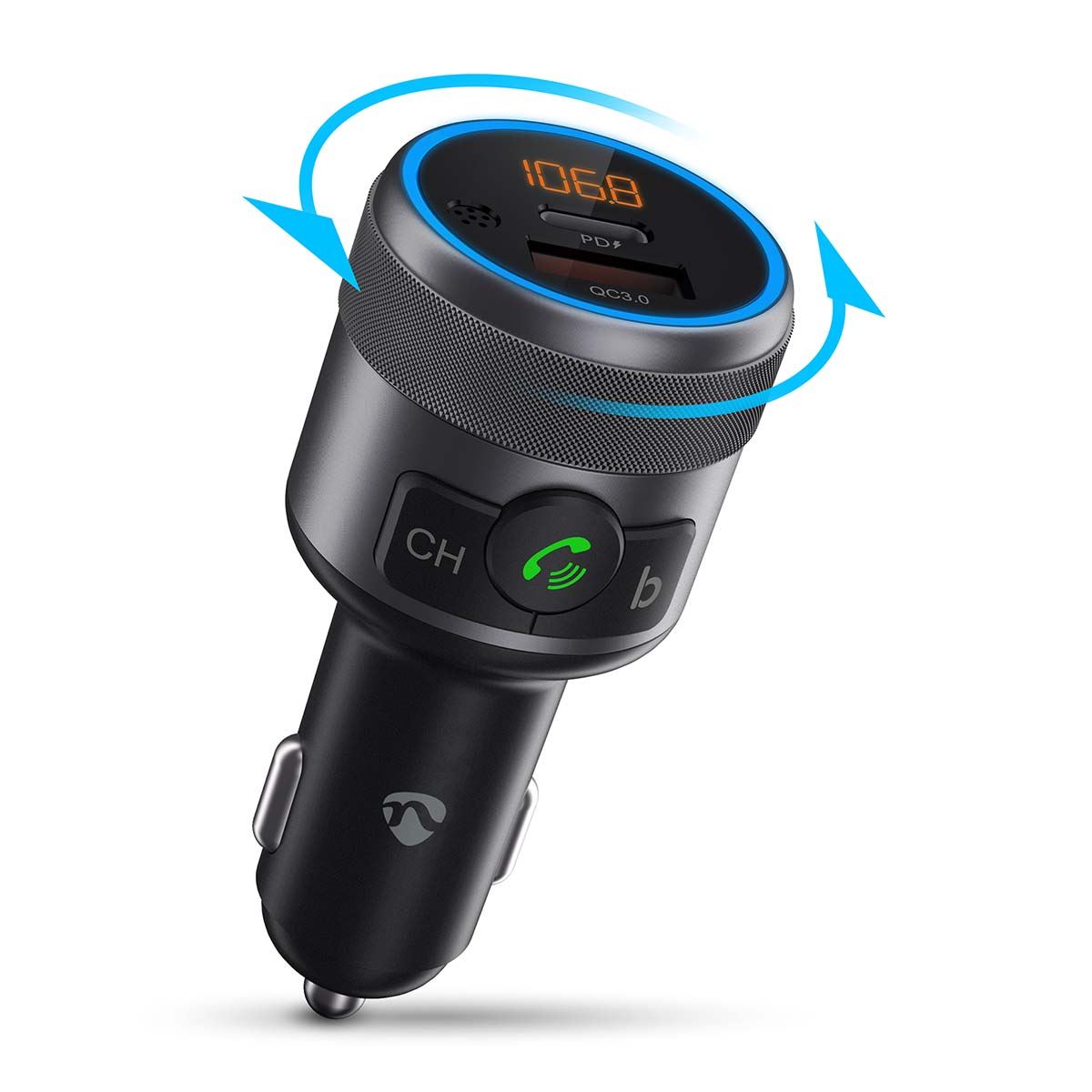 Nedis Car FM Transmitter Hands free| 1 " Screen Bluetooth®  USB-C PD 18 W / PD 24 W Fast charger