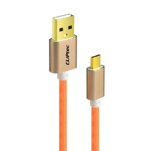 CliPtec Heavy Duty Micro USB Charging Cable Braided Fast Phone Charger Long Lead 1m - Orange
