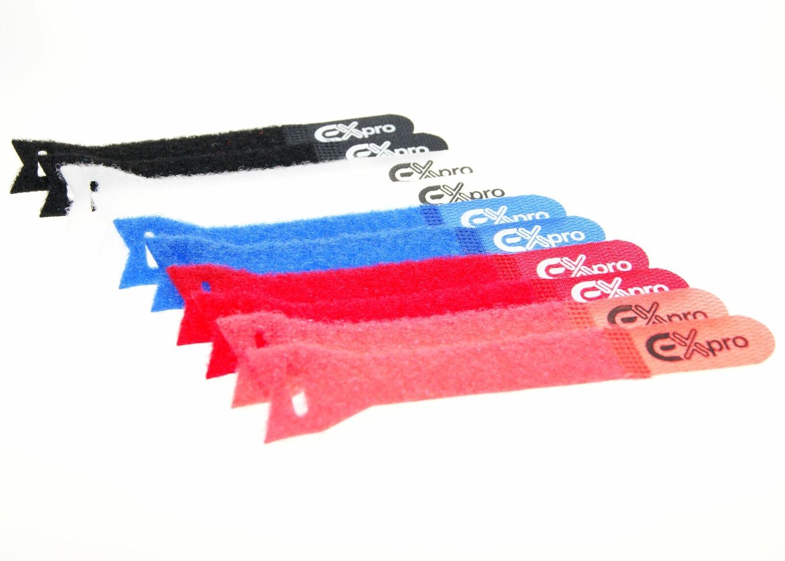 Ex-Pro Reusable Nylon Strap Hook Loop Cable Cord Ties Tidy Pull Loop Colour x10