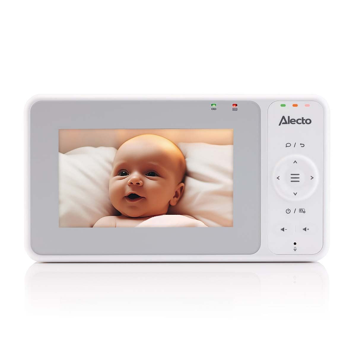 Alecto DVM-2043 Video Baby Monitor with Camera, 4.3" Inch No Wifi Baby Monitor, Temperature, Night Light, Night Vision, Lullaby, Two-Way Audio - White