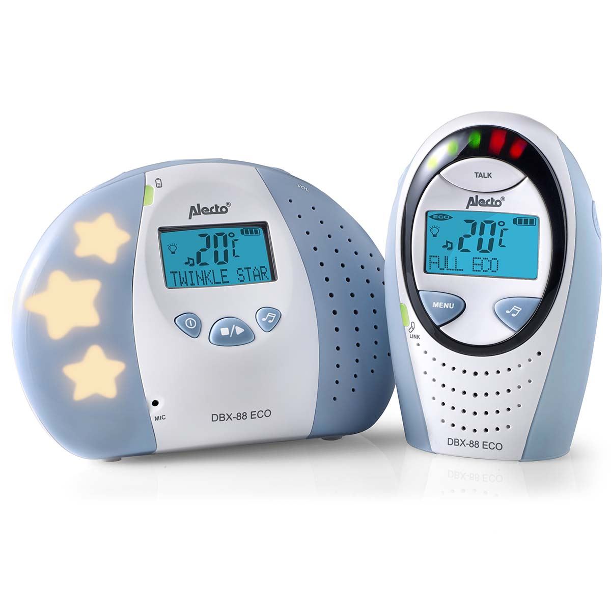 Alecto DBX88 Digital Audio Baby Monitor, Parent Unit with Rechargeable Battery, Long Range, Digital Transmission, Crystal-Clear Sound, lullaBY, Plug & Play, Sound Indicator & Alerts