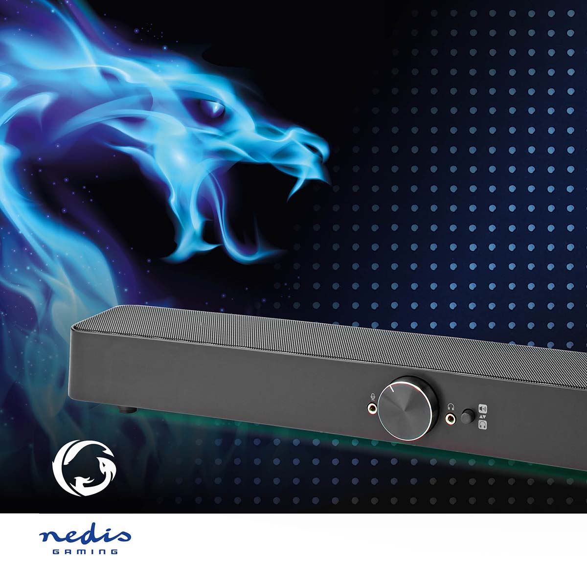 Nedis Gaming Speaker | Speaker channels: 2.0 | USB Powered | 3.5 mm Male | 30 W | LED | Volume control | Connection output: 1x 3.5 mm