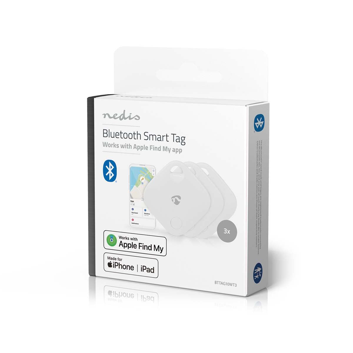 Nedis SmartLife Smart Tag GPS Tracker Finder Anti lost Alarm Bluetooth Key Dog Locator Child MFI  - 3 Pack