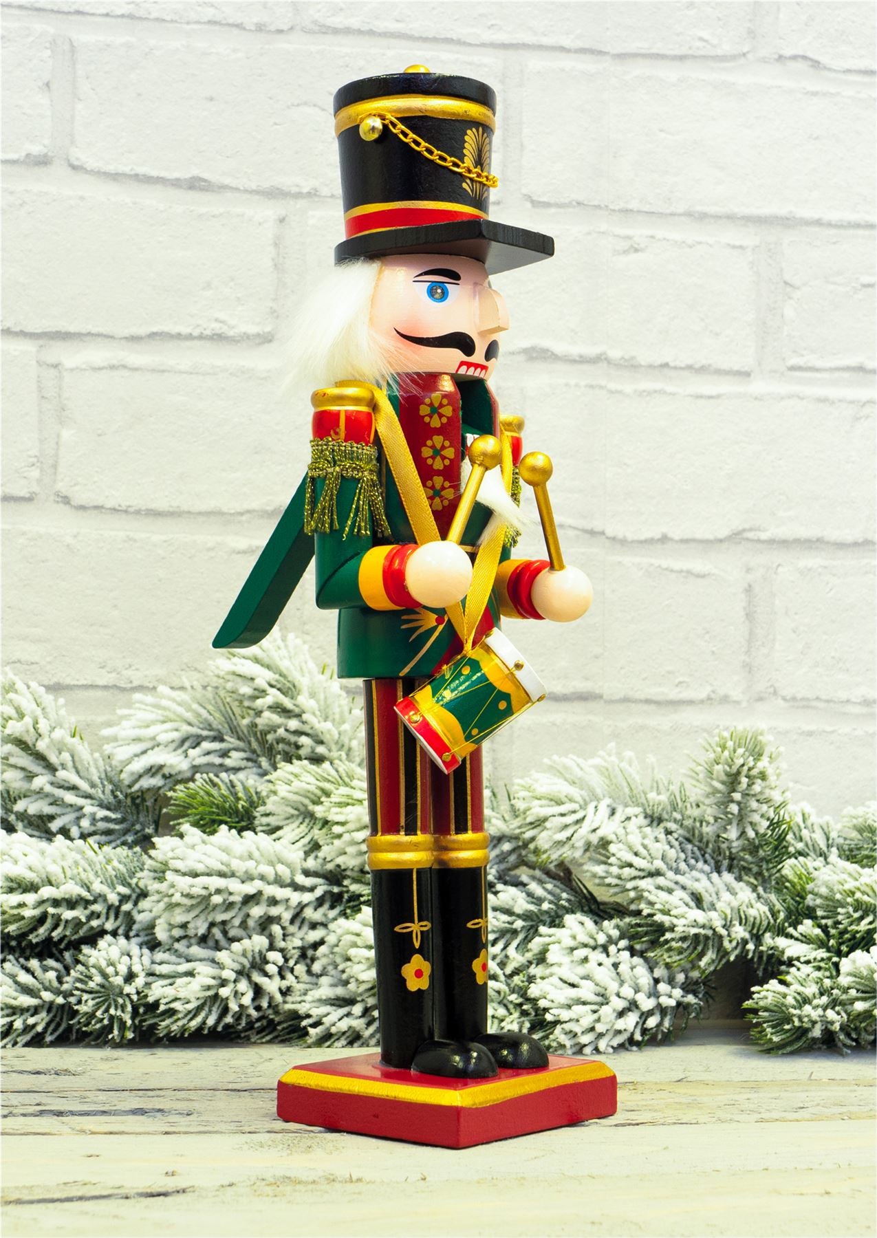 30cm Wooden Traditional Christmas Nutcracker Decoration with Drum