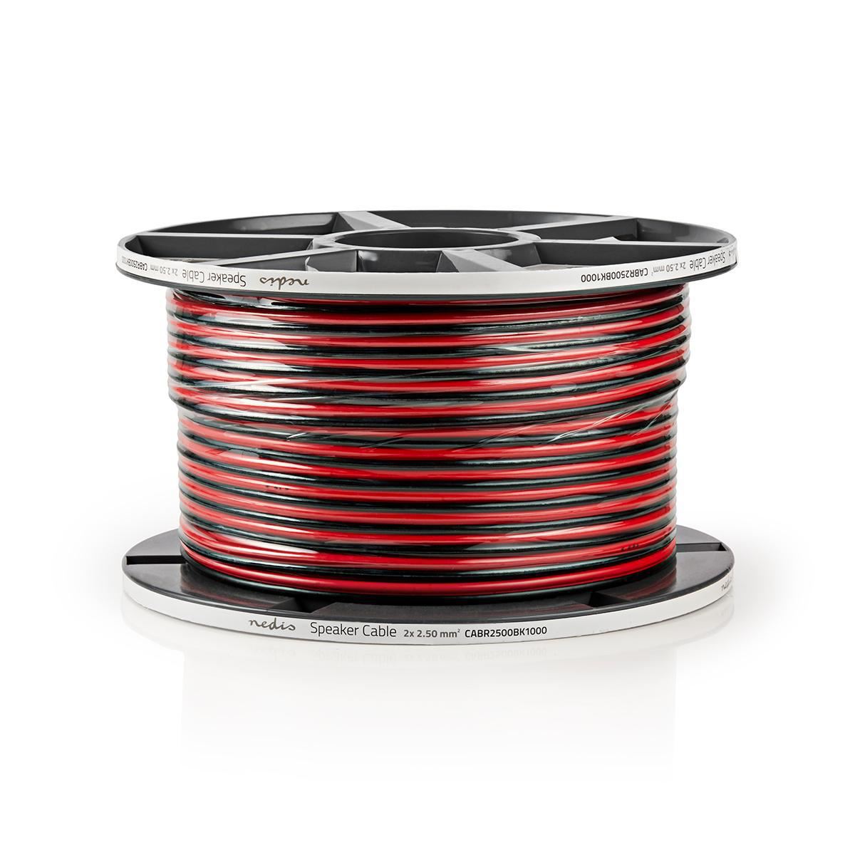 Nedis Speaker Cable | 2 x 2.50 mm² | Full Copper| 100.0 m | Round | PVC | Black / Red | Reel
