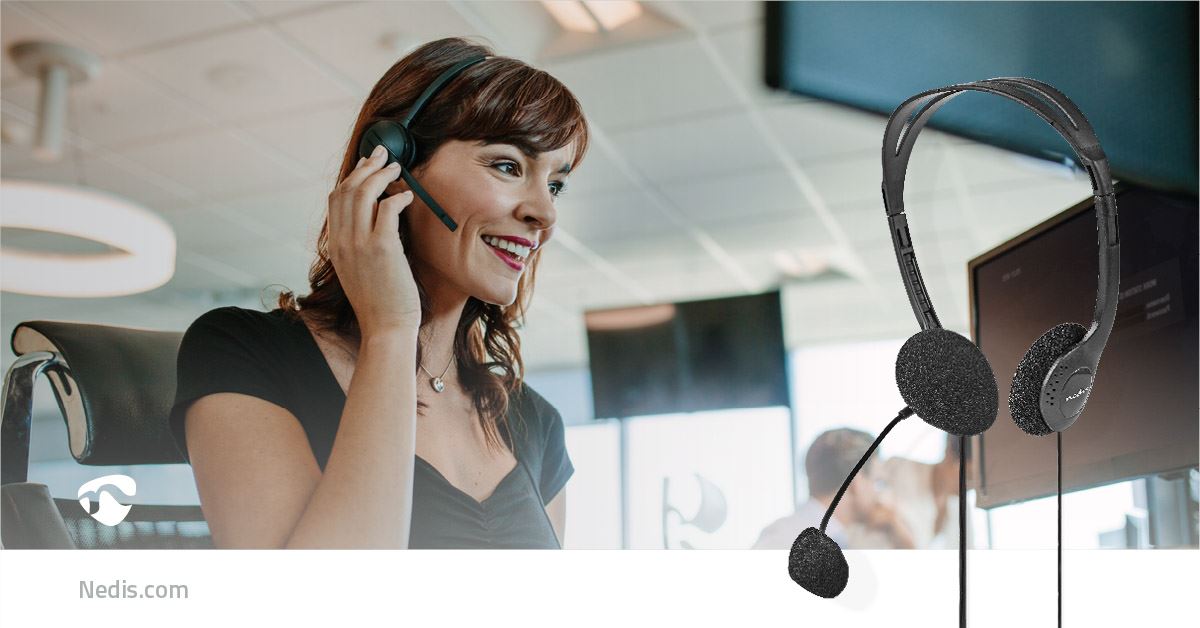 Nedis PC Headset | On-Ear | Stereo | 2x 3.5 mm | Fold-Away Microphone | Black