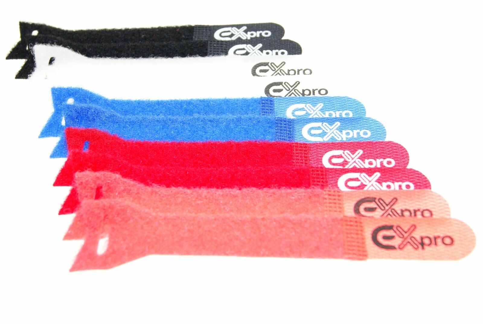Ex-Pro Reusable Nylon Strap Hook Loop Cable Cord Ties Tidy Pull Loop Colour x10