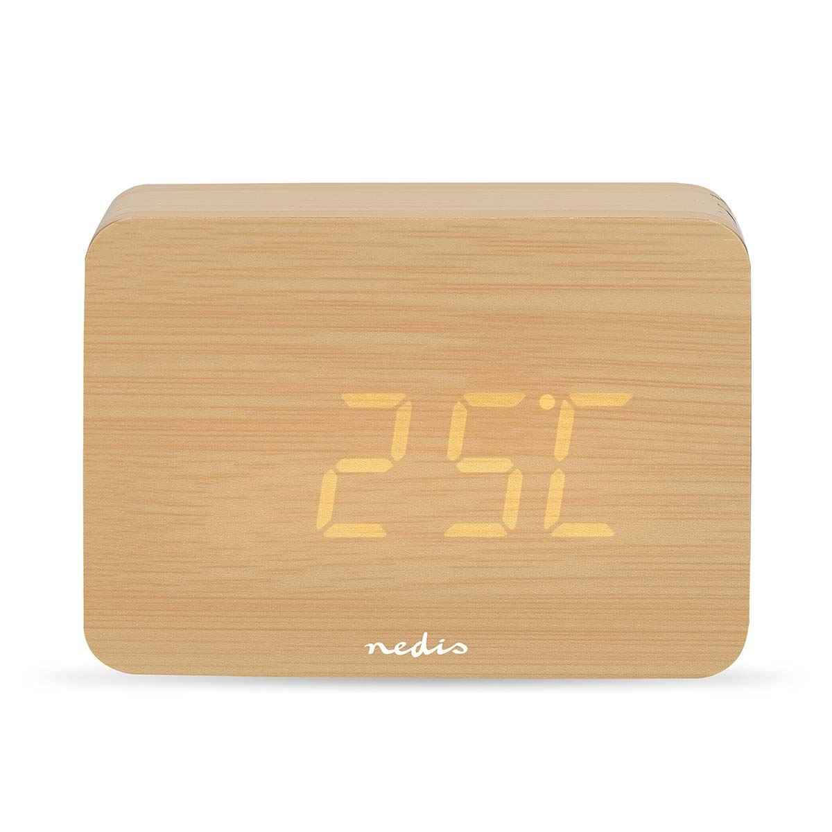 Nedis Digital Desk Alarm Clock | LED | Backlight | Snooze function | Date display | Indoor temperature | Wood