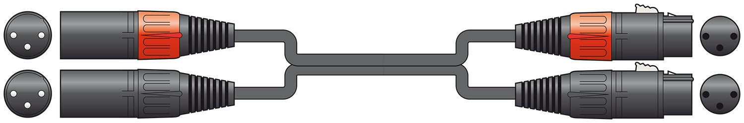 Citronic 0.75m Classic Audio Lead 2 x XLR 3 Pin Female to 2 x XLR 3 Pin Male