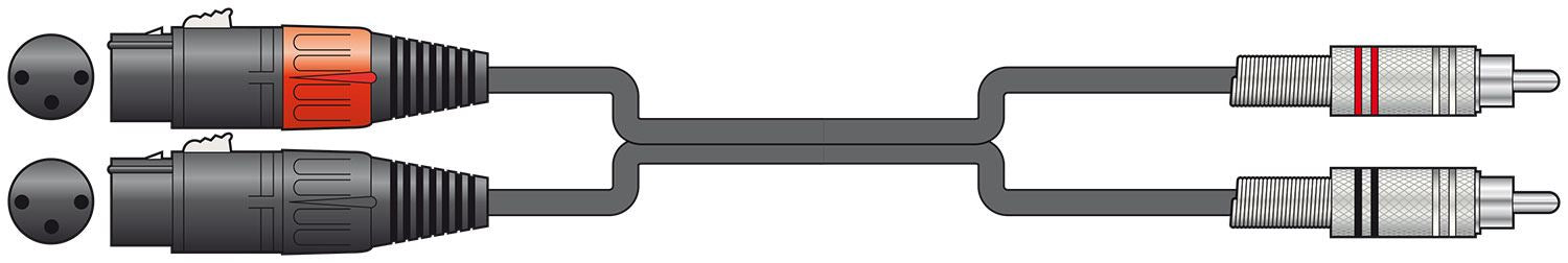 Cintronic 0.75m Classic Audio Leads 2 x XLR Female - 2 x RCA Plugs