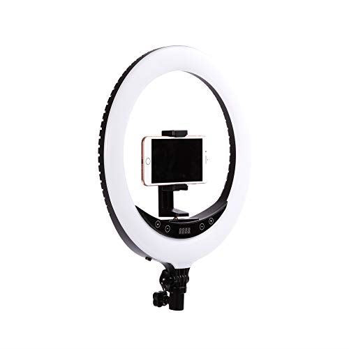Ex-Pro Yakephoto 14" LED Ring Light Kit 25W 3200K-5700K CRI 95+ Dimmable + Carry Case and Accessories for Video Shooting Portrait Photography
