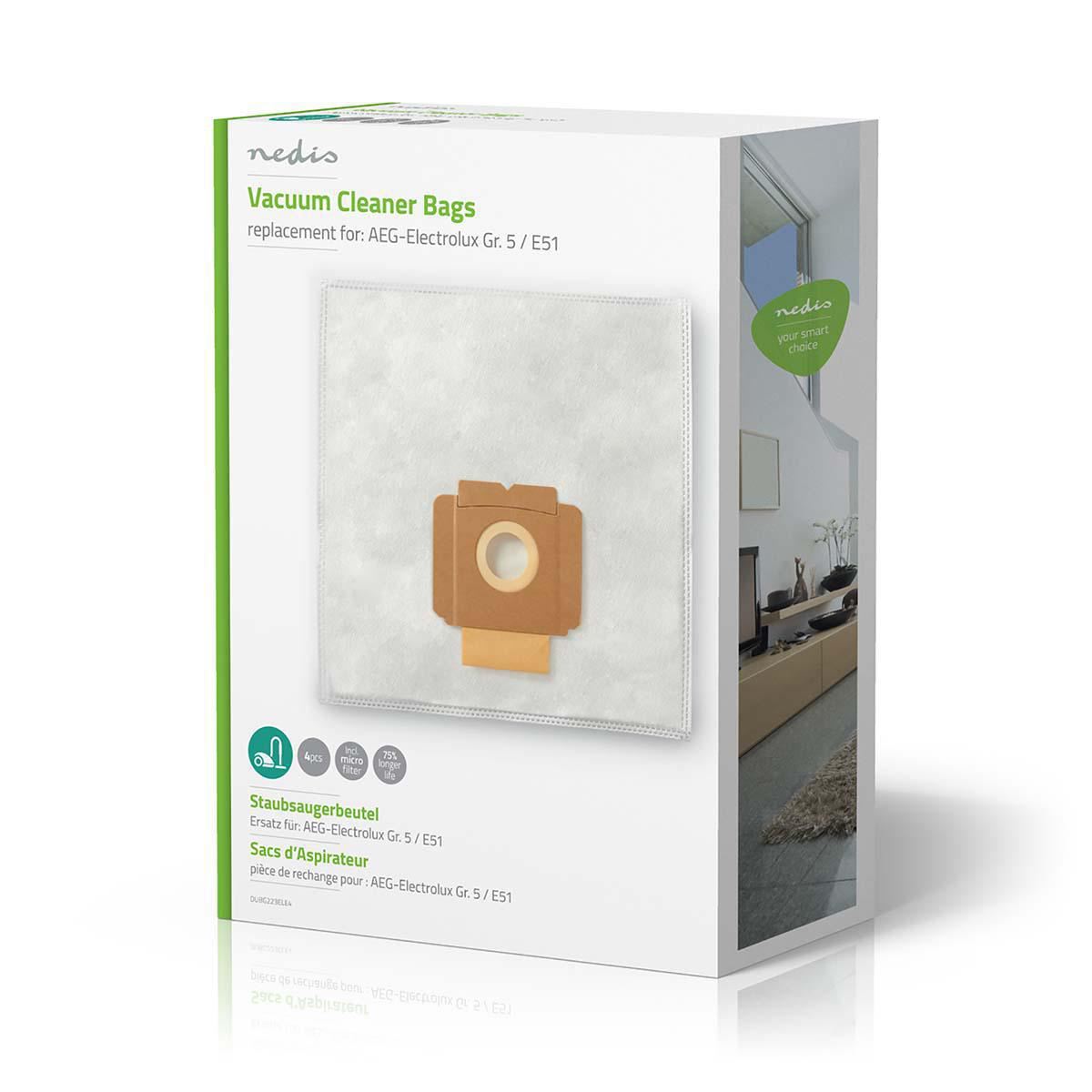 Nedis Vacuum Cleaner Bag | 4 pcs | Synthetic | Most sold for: Electrolux | White