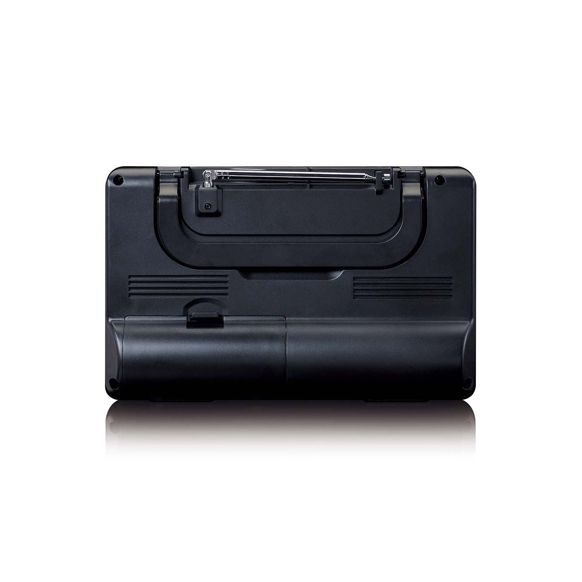 Lenco Compact Portable FM Radio, Mains or Battery Powered with LCD Screen - Black