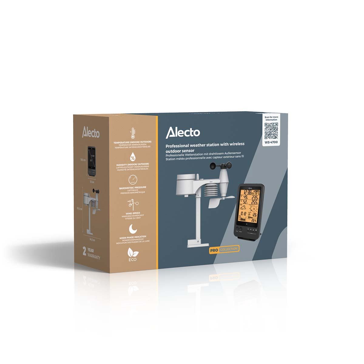 Alecto Weather Station Indoor and Outdoor Temperature, Forcast, Wind, Humidity, Rain & More with Outside Wireless sensor | Black