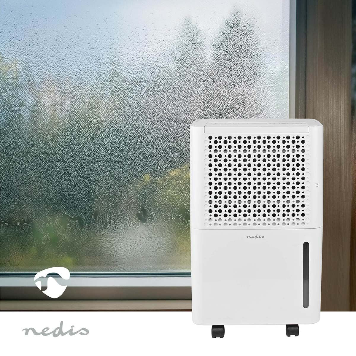 Nedis Dehumidifier 10L/Day, Automatic Dry Function, Laundry Mode, 100 m/h Airflow, White