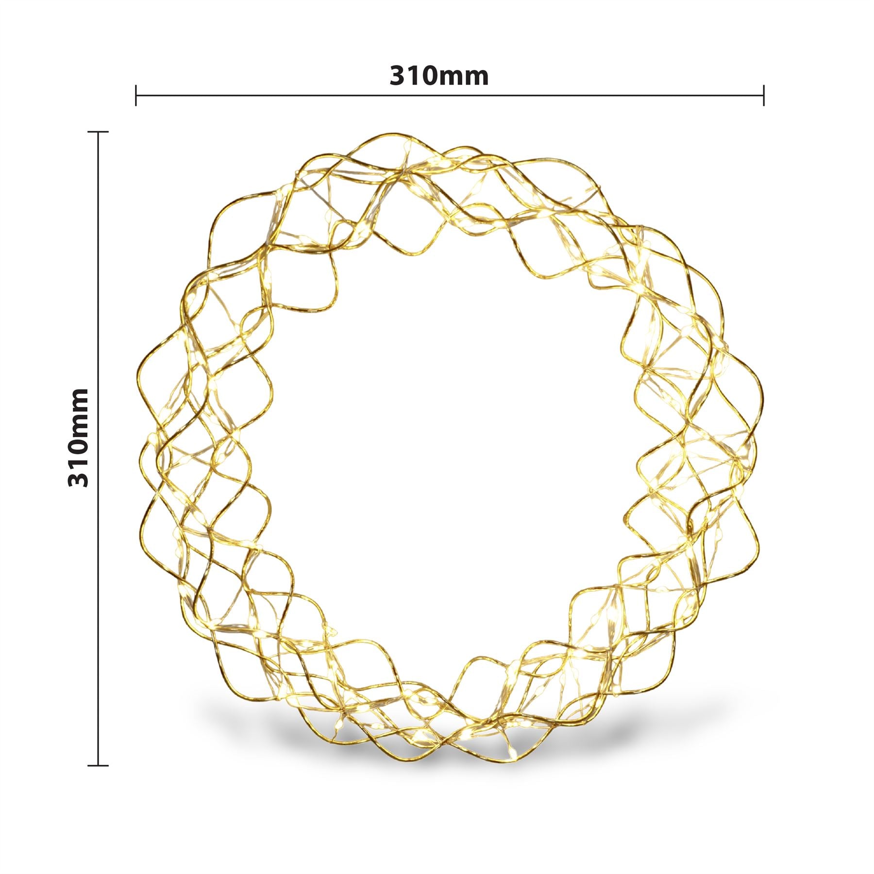 Outdoor 140 LED Copper Gold Christmas Wreath with Timer Power Supply and 10m Lead