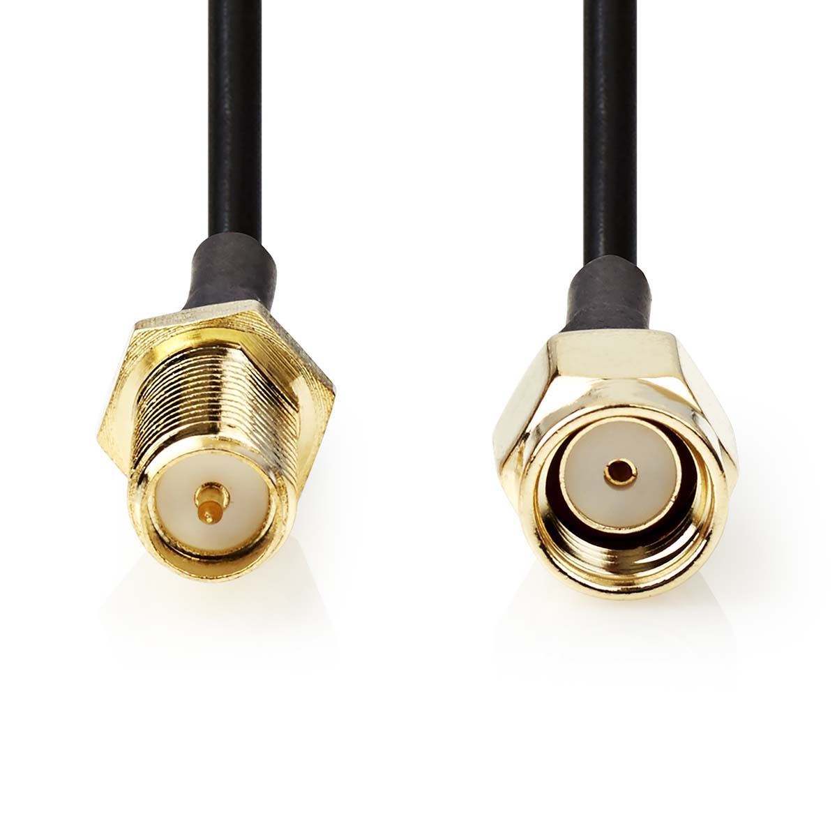 Nedis SMA Cable | RP SMA Male | RP SMA Female | Gold Plated | 50 Ohm | Single Shielded | 2.00 m | Round | PVC | Black | Label