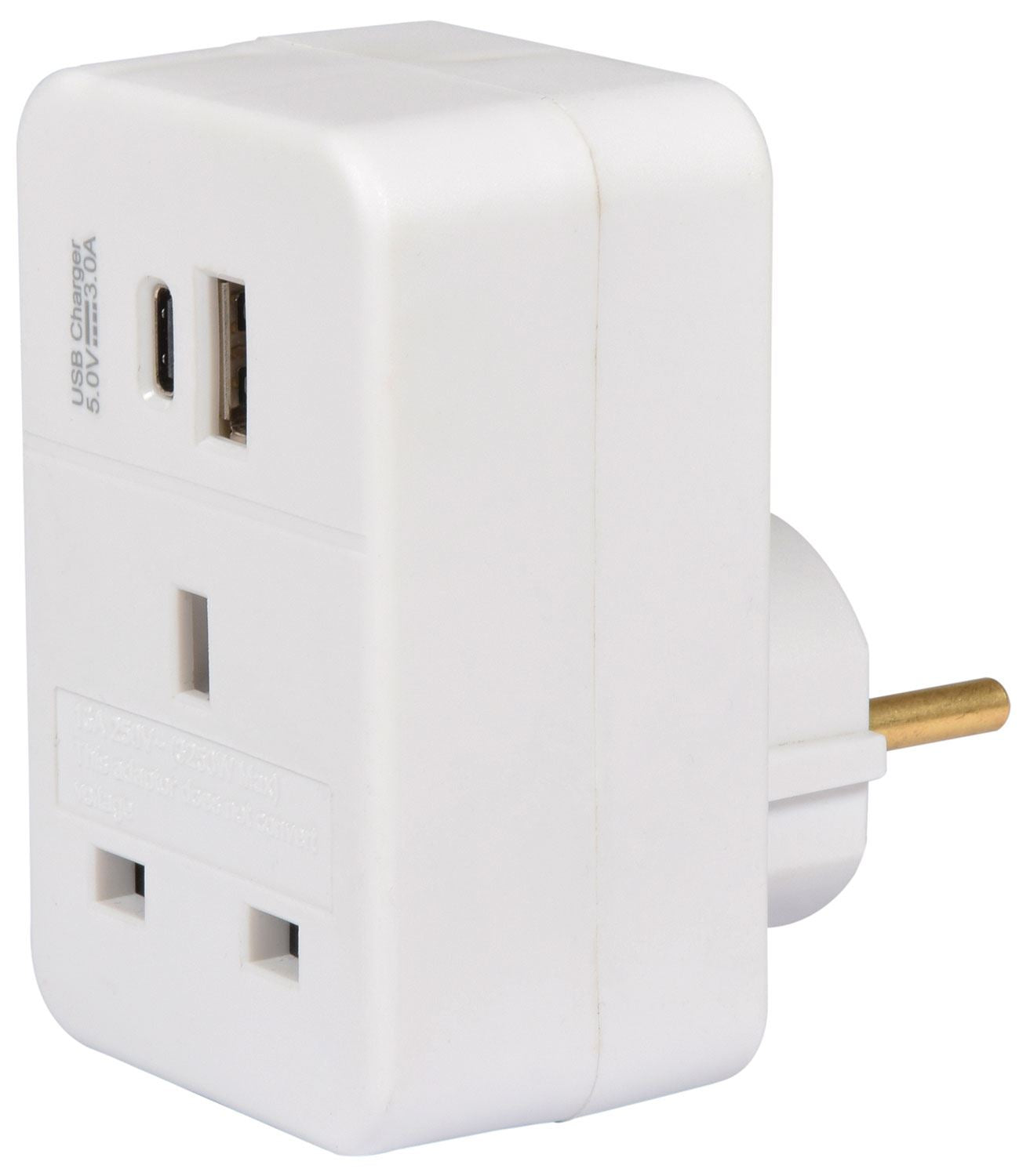 Mercury EU Universal Travel Adapter Converter With Dual USB (1 x Type C) Charger EU to UK Plug