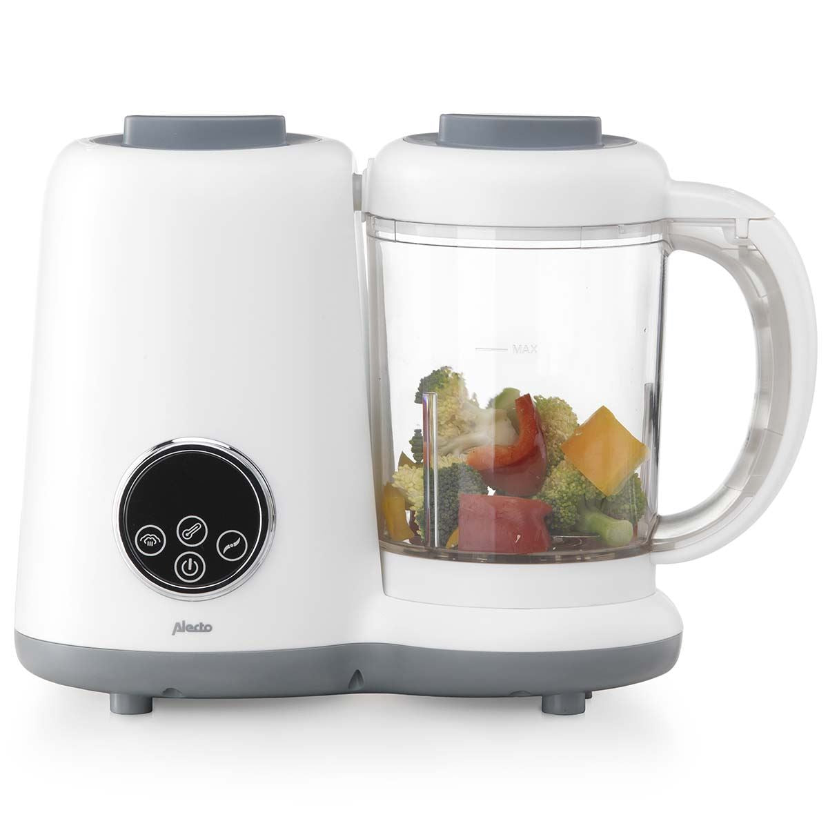 Alecto 5-in-1 Baby Food Maker, One Step Baby Food Processor Blender Grinder Puree Maker, Blend, Warm, Sterilize, Steam Cook, BPA-Free