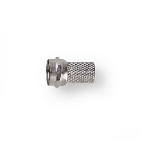 Nedis F-Connector | Straight | Male | Nickel Plated | 75 Ohm | Twist-on | Cable input diameter: 6.4 mm | Zinc Alloy | Silver | 25 pcs | Polybag