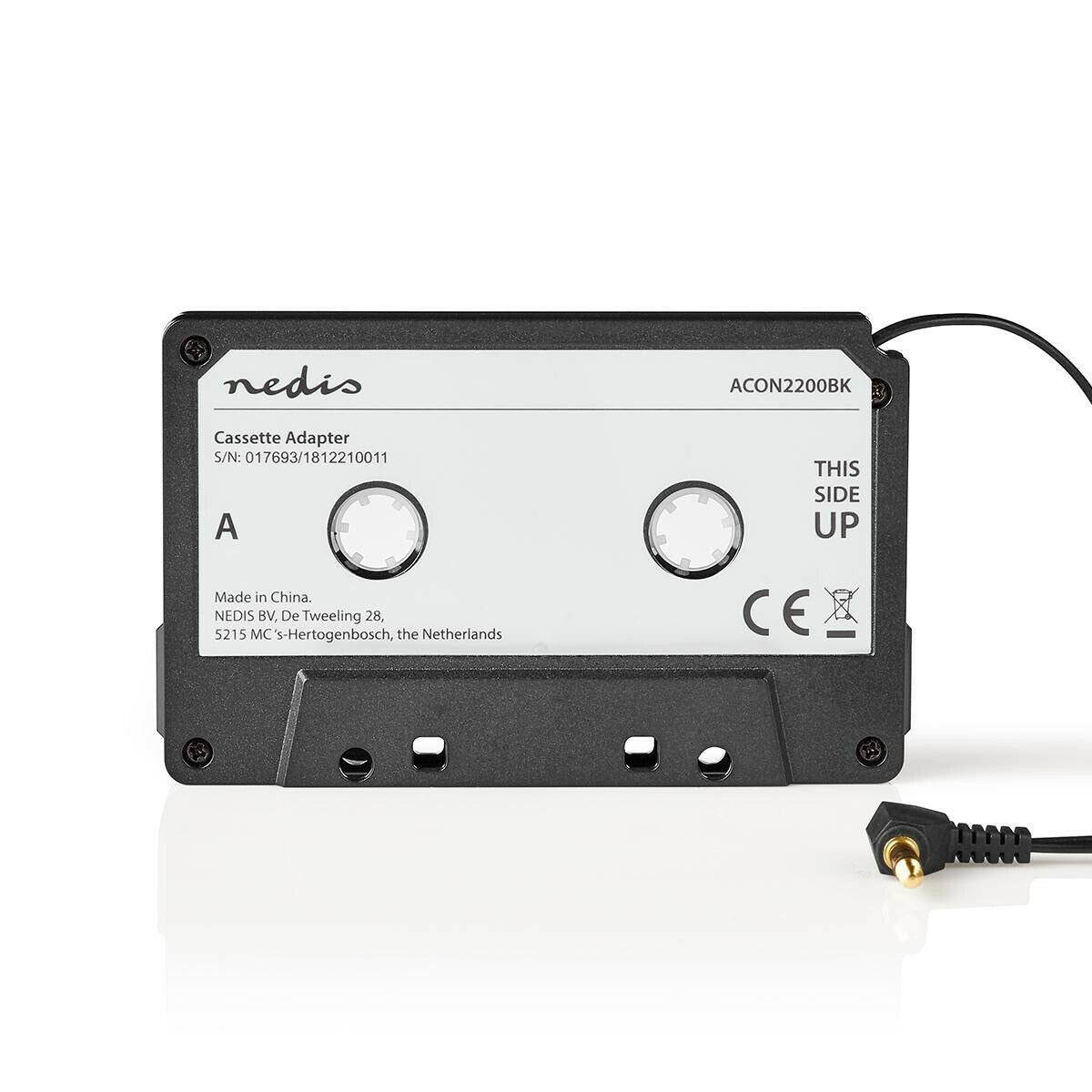 Nedis Car MP3 Cassette Adapter with 3.5 mm Male Connector, Black