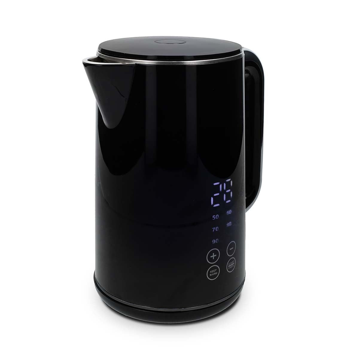 Nedis Electric Kettle 1.7L, Digital Temp Control 50-100oC, Keep Warm Function, 360 Degree Cordless Base, Black