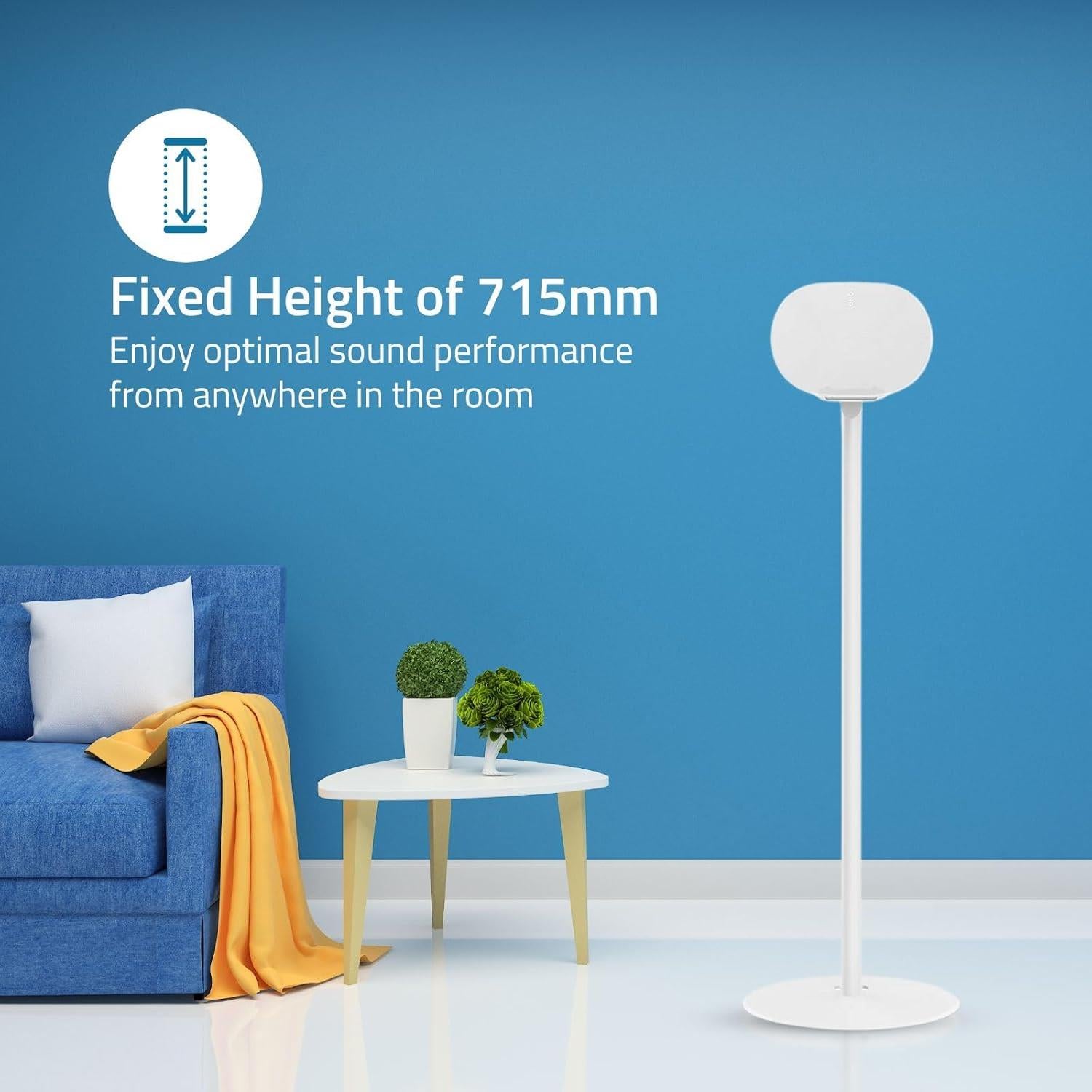 Nedis Speaker Stand Mount for Sonos Era 300, Fixed Height, Max. Capacity 5kg (Single Stand) - White