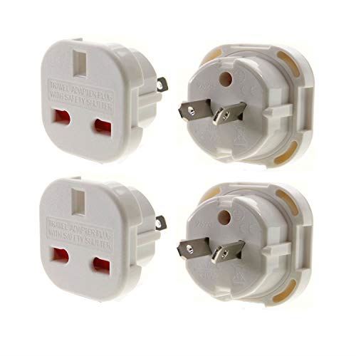 Ex-Pro, x2 Travel Adapter Converts UK Plugs Plug to 2 pin (Flat) Converts - USA/Canada/Australian to UK 3 Pin / EU 2 Pin Socket [WHITE]