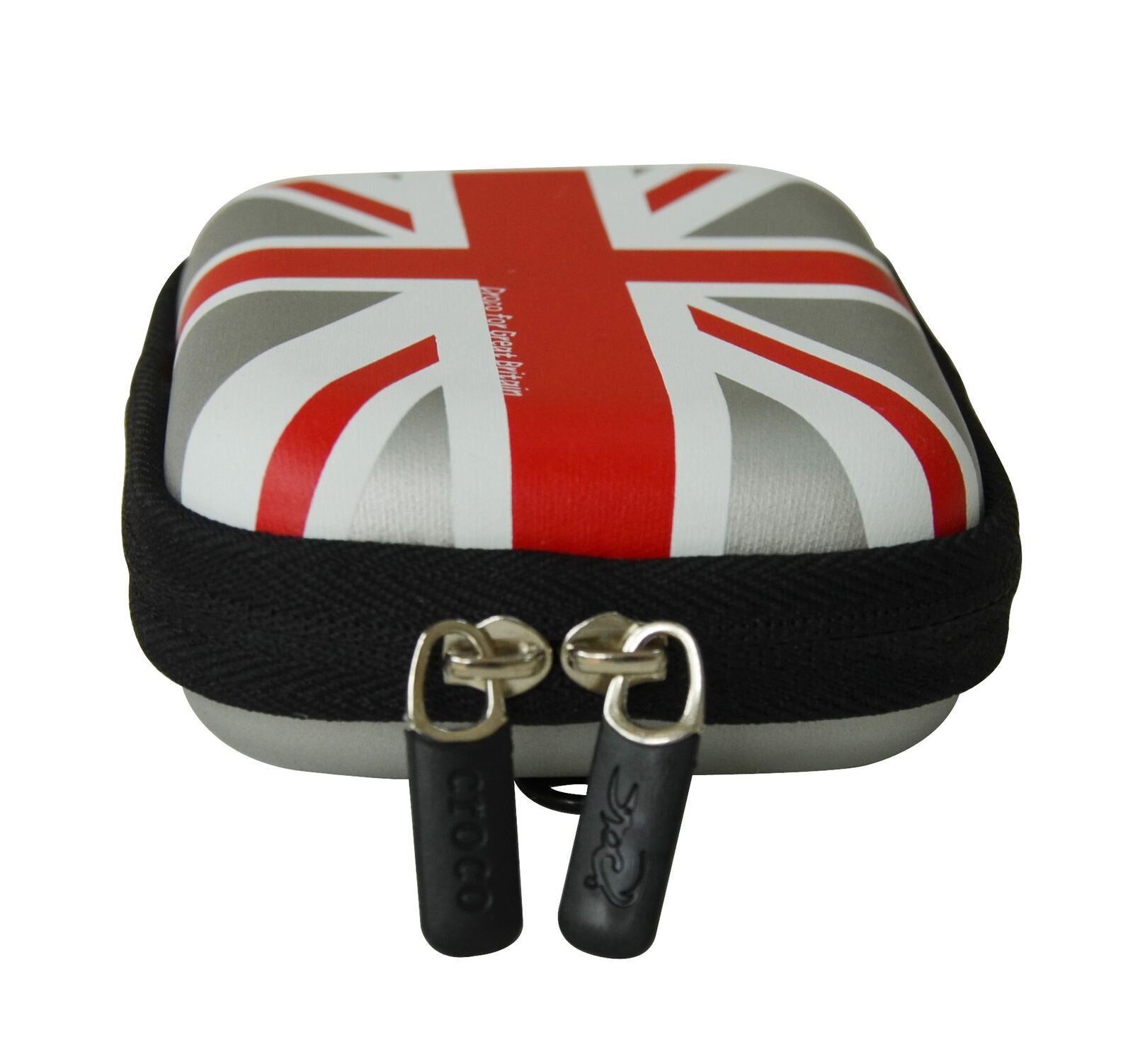 Croco Union Jack Flag Tough Case Shock/Water Proof for a Digital Cameras [Medium] - Silver